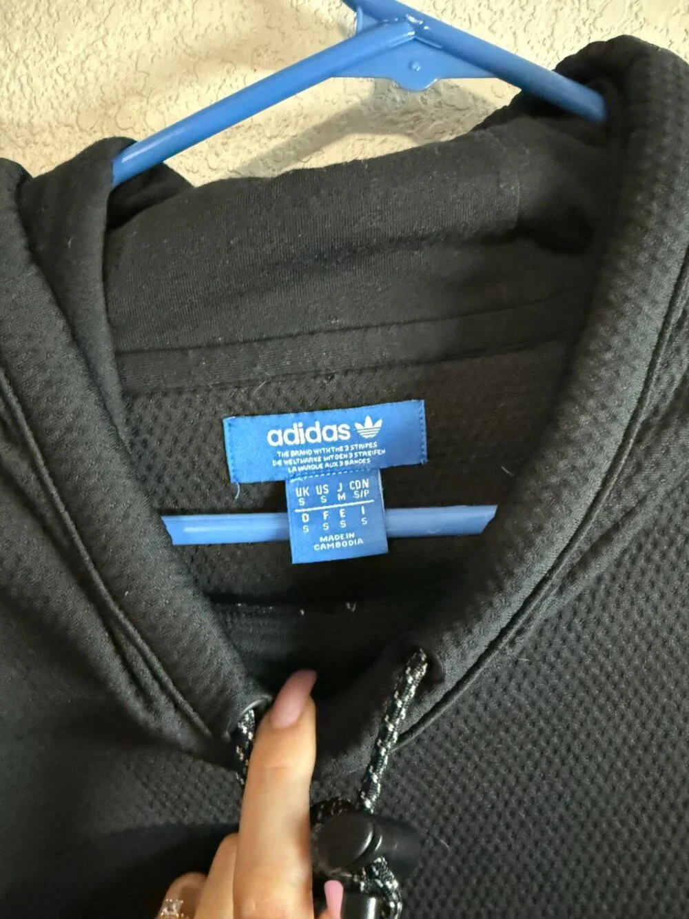 Men's Adidas Black Trefoil Logo 3-Stripe Mesh Pullover Hoodie Size S